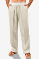 Runcati Mens Beige Casual Linen Pants