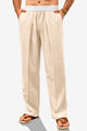 Runcati Mens Light Khaki Casual Linen Pants