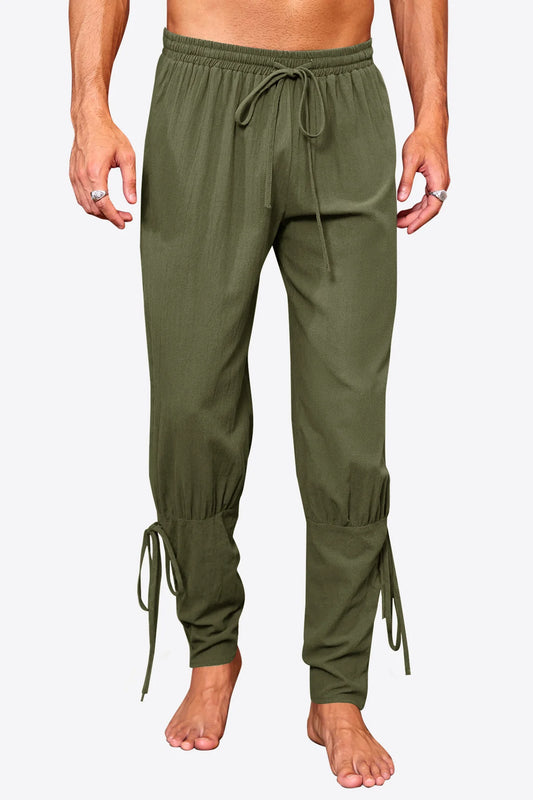 Runcati Mens Army Green Medieval Ankle Pants