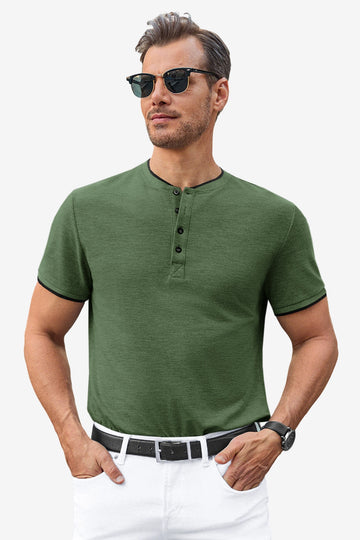 Runcati Mens Army Green Henley Shirts