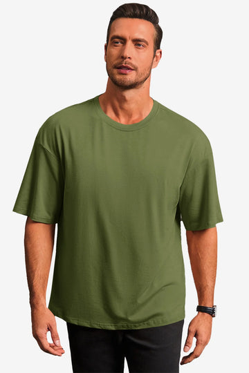 Runcati Mens Army Green Casual T-Shirts