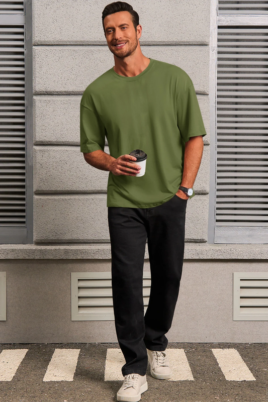 Runcati Mens Army Green Casual T-Shirts