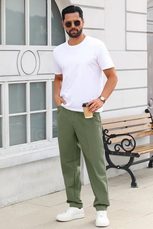 Runcati Mens Army Green Casual Pants
