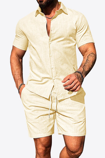 Runcati Mens Beige Summer Beach Outfits