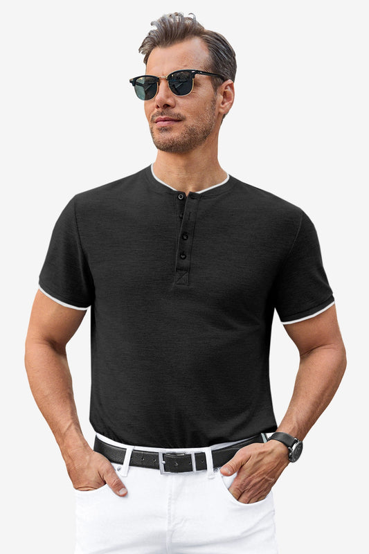 Runcati Mens Black Henley Shirts