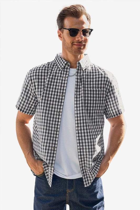 Runcati Mens Black Plaid Shirt