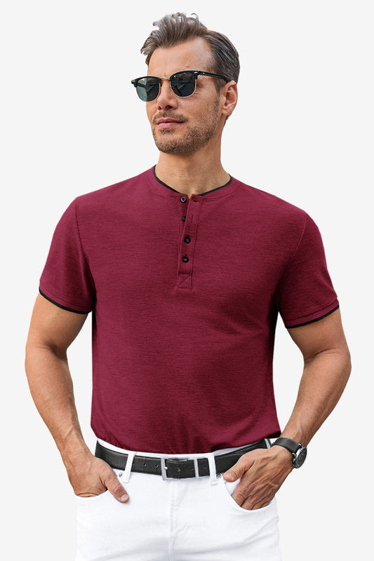 Runcati Mens Burgundy Henley Shirts