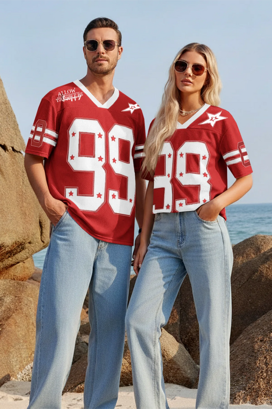 Runcati Mens Burgundy Oversized Jersey Y2k Baggy T-Shirt