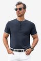 Runcati Mens Dark Blue Henley Shirts