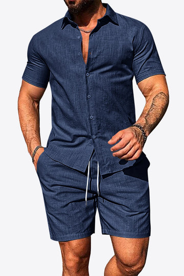 Runcati Mens Dark Blue Summer Beach Outfits