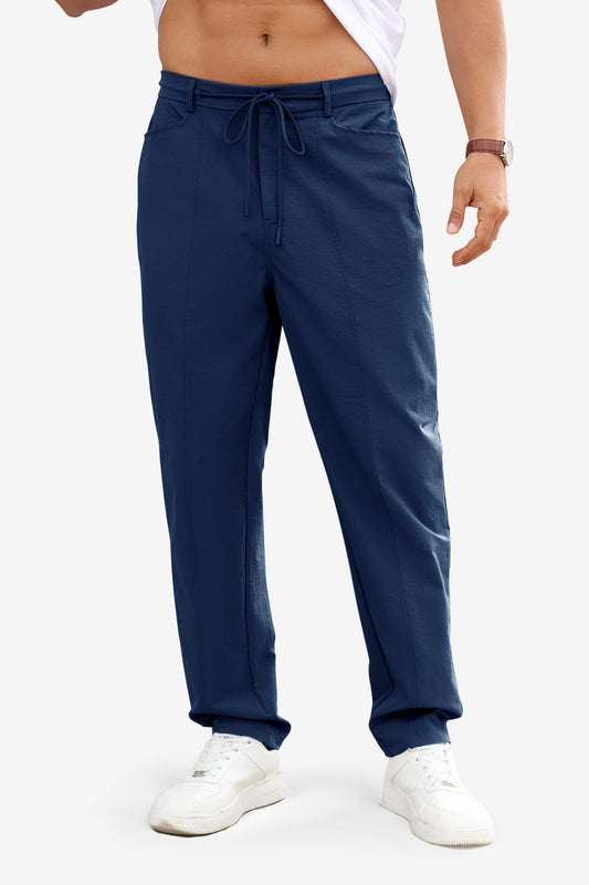 Runcati Mens Dark Blue Casual Pants