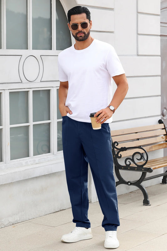 Runcati Mens Dark Blue Casual Pants