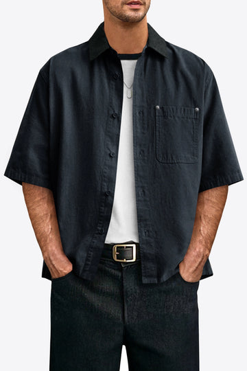 Runcati Mens Dark Grey Button Down Shirt