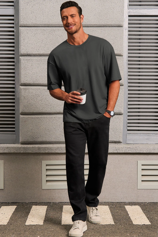 Runcati Mens Dark Grey Casual T-Shirts