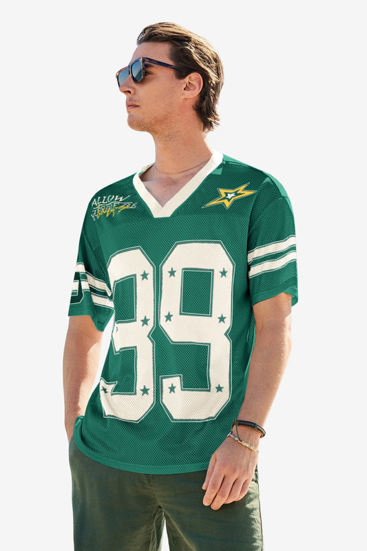 Runcati Mens Green Oversized Jersey Y2k Baggy T-Shirt