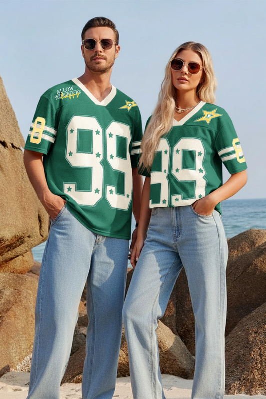 Runcati Mens Green Oversized Jersey Y2k Baggy T-Shirt