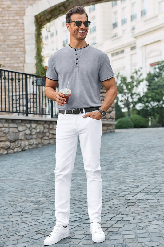 Runcati Mens Grey Henley Shirts