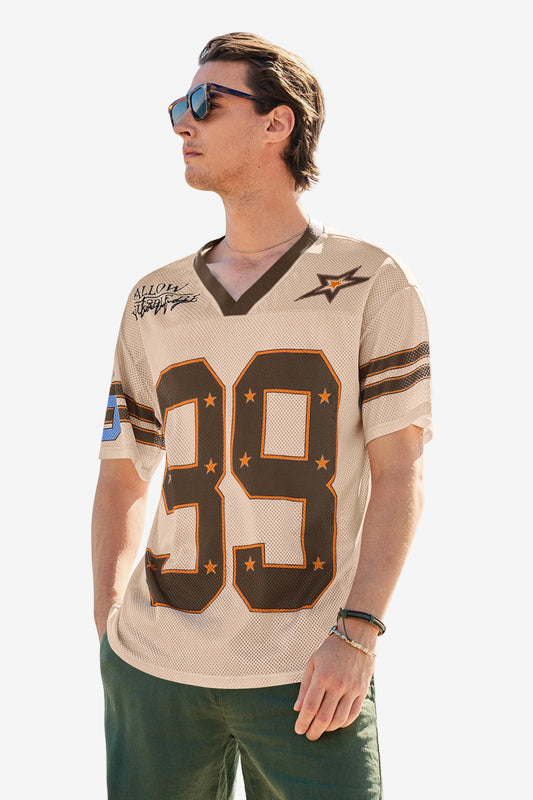 Runcati Mens Khaki Oversized Jersey Y2k Baggy T-Shirt