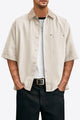 Runcati Mens Light Khaki Button Down Shirt