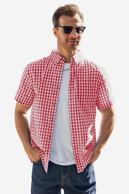 Runcati Mens Red Plaid Shirt