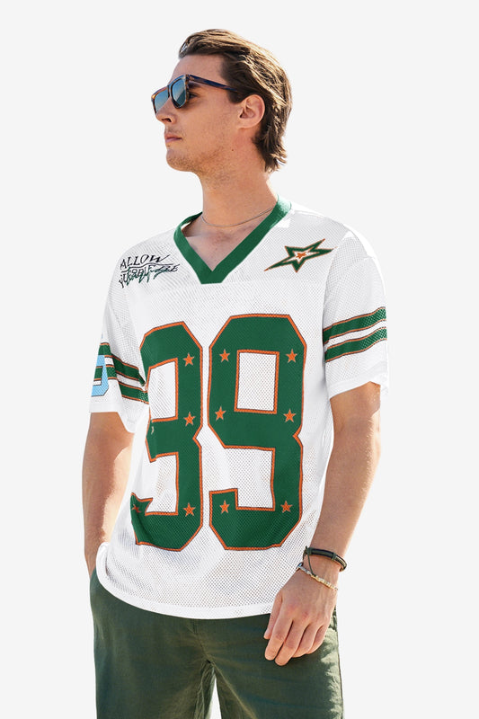 Runcati Mens White Oversized Jersey Y2k Baggy T-Shirt