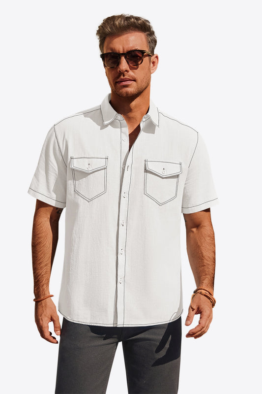 Runcati Mens White Button Down Shirts