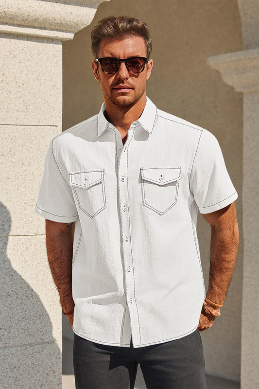 Runcati Mens White Button Down Shirts