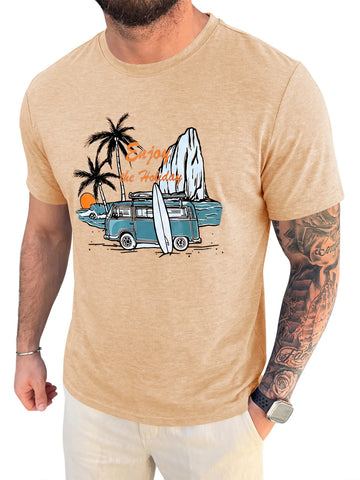 Runcati Apricot Crew Neck Casual Shirt
