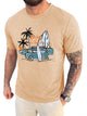 Runcati Apricot Crew Neck Casual Shirt