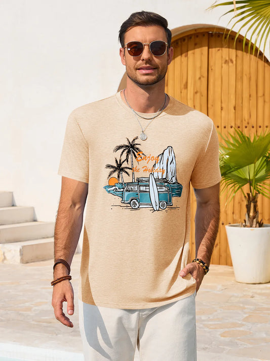 Runcati Apricot Crew Neck Casual Shirt