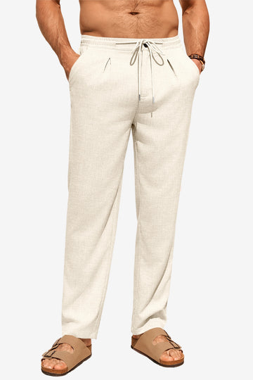 Runcati Apricot Linen Casual Pants