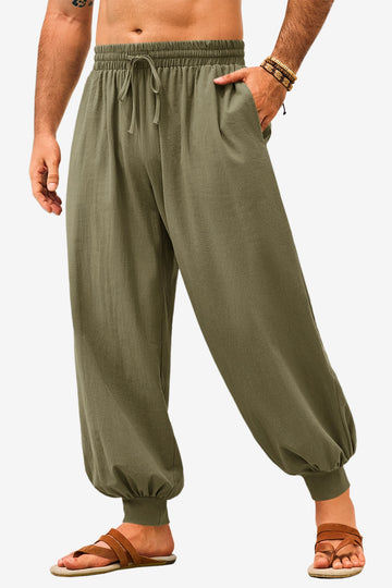 Runcati Mens Army Green Casual Harem Pants