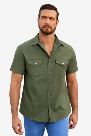 Runcati Army Green Casual Summer Shirt