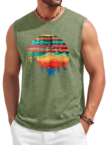 Runcati Army Green Casual Tank Tops