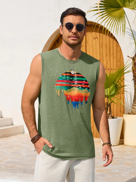 Runcati Army Green Casual Tank Tops
