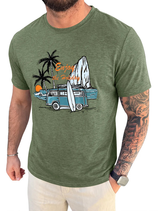 Runcati Army Green Crew Neck Casual Shirt