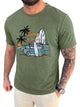 Runcati Army Green Crew Neck Casual Shirt