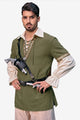 Runcati Army Green Lace Up Pirate Shirt