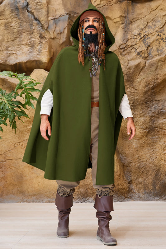 Runcati Army Green Medieval Hooded Cloak