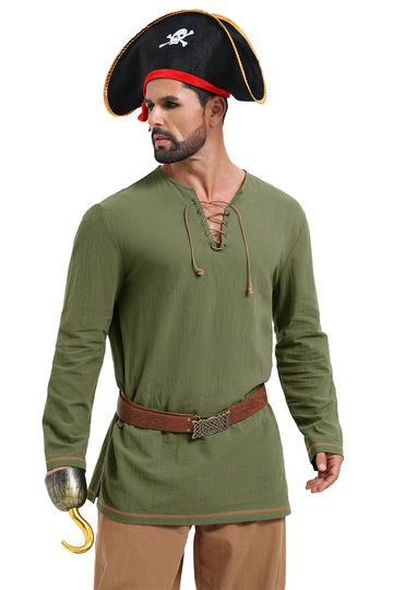 Runcati Army Green Pirate Tunic Shirt
