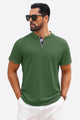 Runcati Army Green Plaid Henley T-Shirts