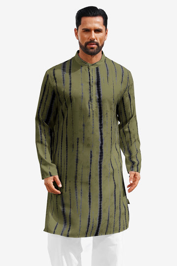 Runcati Army Green Print Kaftan Shirt