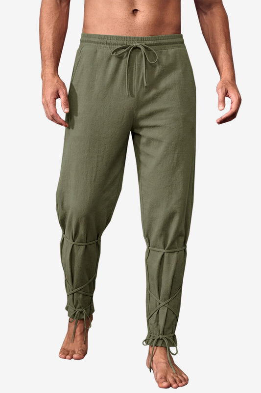 Runcati Army Green Viking Costume Pants