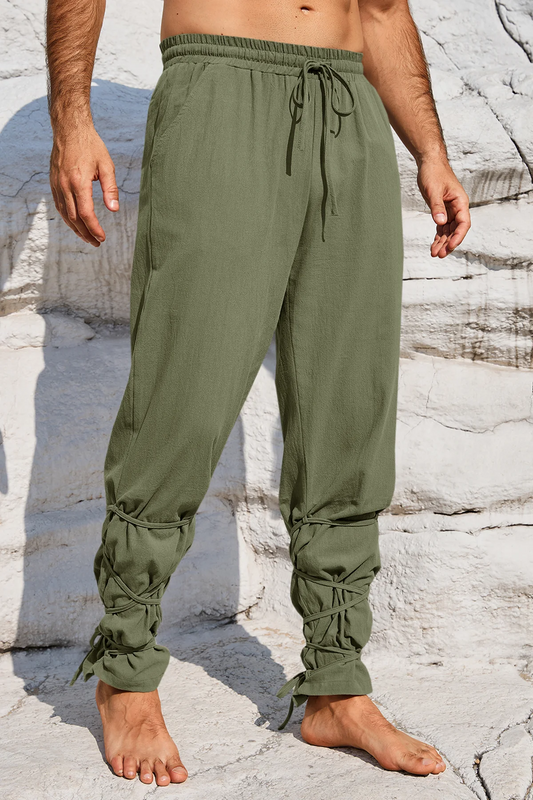 Runcati Army Green Viking Costume Pants