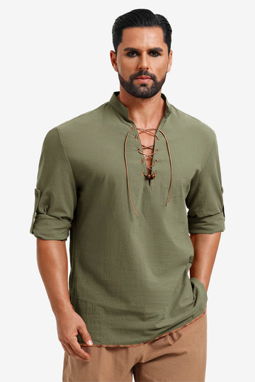 Runcati Army Green Viking Pirate Shirt