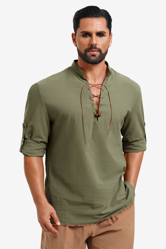 Runcati Army Green Viking Pirate Shirt