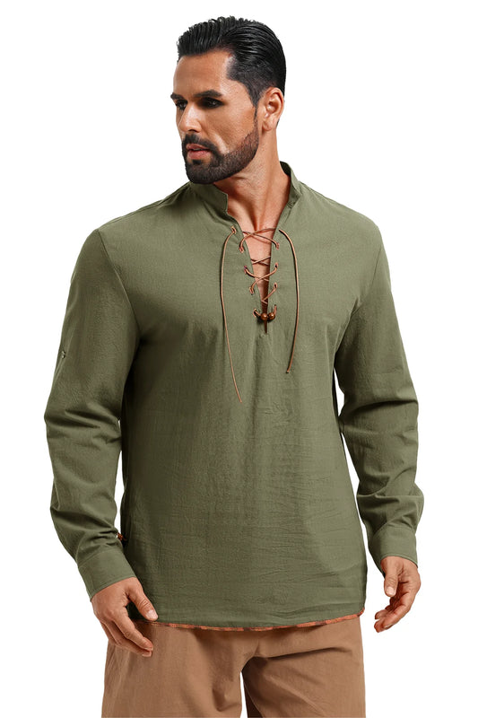 Runcati Army Green Viking Pirate Shirt