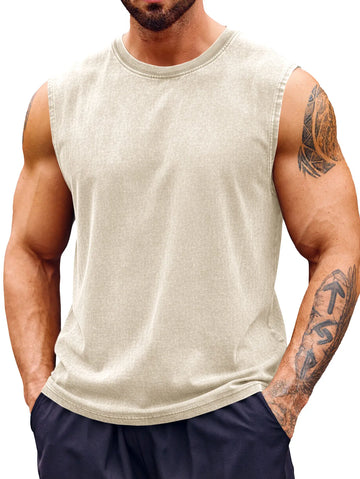 Runcati Beige Athletic Sleeveless T-Shirts