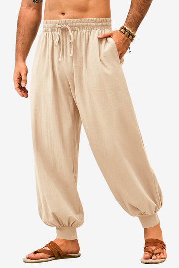 Runcati Mens Beige Casual Harem Pants