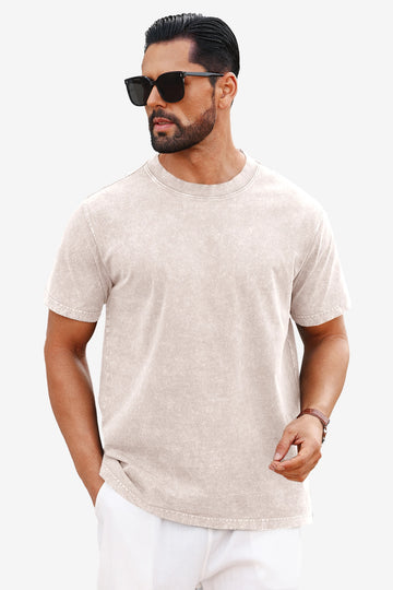 Runcati Beige Vintage Crew T-Shirts